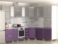 Кухня МДФ Серый металлик/фиолетовый металлик